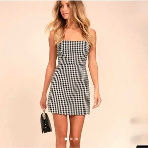 Lulu's Black and White Gingham Mini Dress